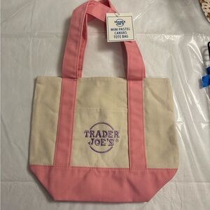 Trader Joe's Pink Mini Canvas Tote Bag